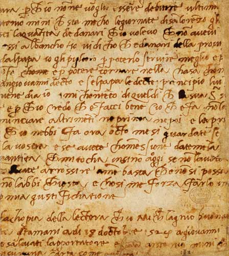 Pagina di un manoscritto a Michelangelo Buonarroti