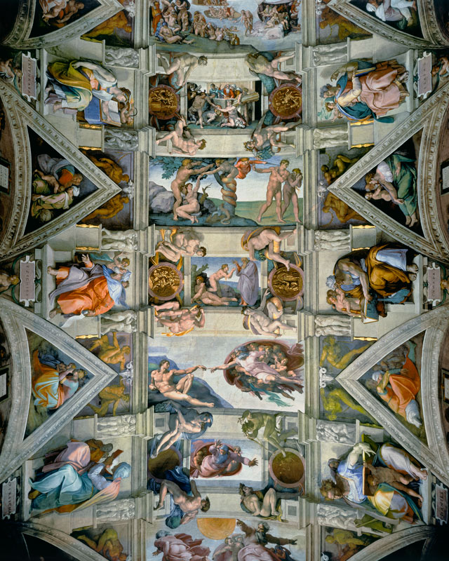 Volta della cappella sistina - Quadro di Michelangelo (Buonarroti) come  stampa d\'arte o dipinto.