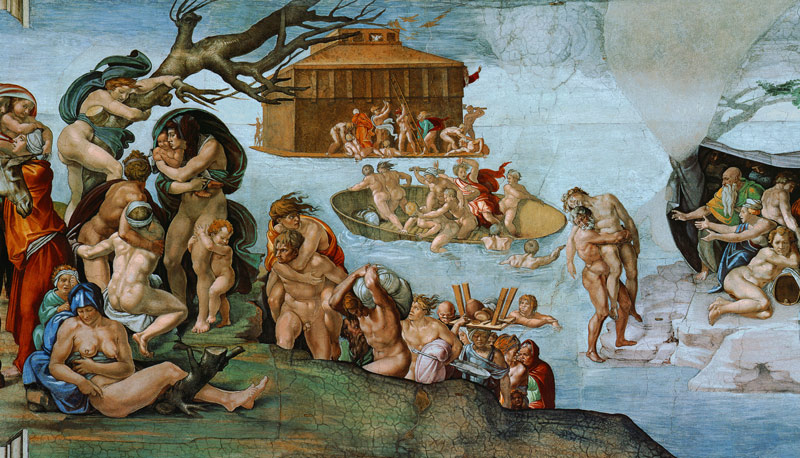Il diluvio (dettaglio della cappella Sistina) a Michelangelo Buonarroti