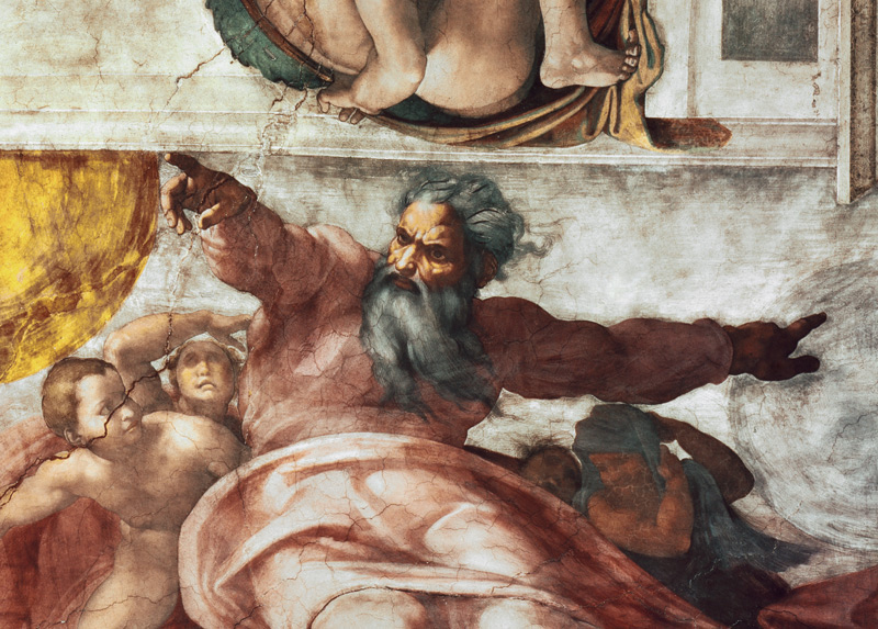 Sistine Chapel Ceiling: Creation of the Sun and Moon, 1508-12 (detail of 183097) a Michelangelo Buonarroti