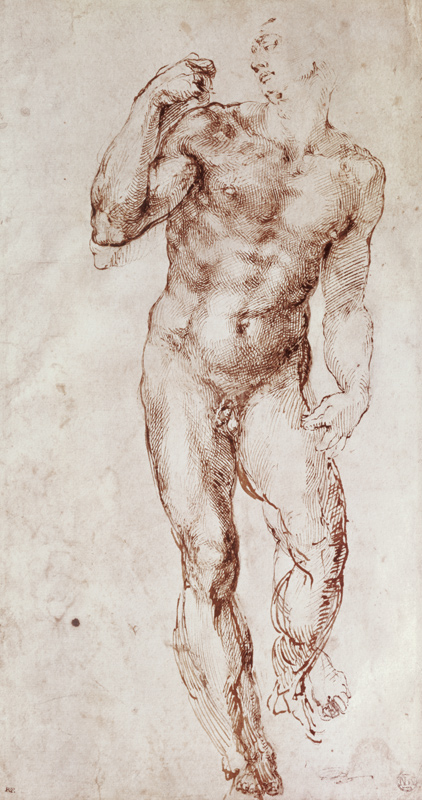 Sketch of David with his Sling a Michelangelo Buonarroti
