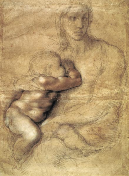 Madonna and child, c.1525 (pencil & red chalk on paper) a Michelangelo Buonarroti
