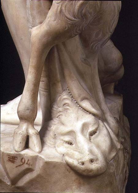 The Drunkenness of Bacchus, detail of a panther's head, sculpture by Michelangelo Buonarroti (1475-1 a Michelangelo Buonarroti