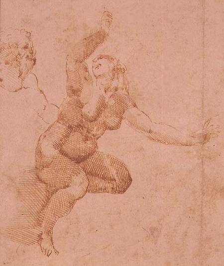 Study of a Female Nude (ink) a Michelangelo Buonarroti