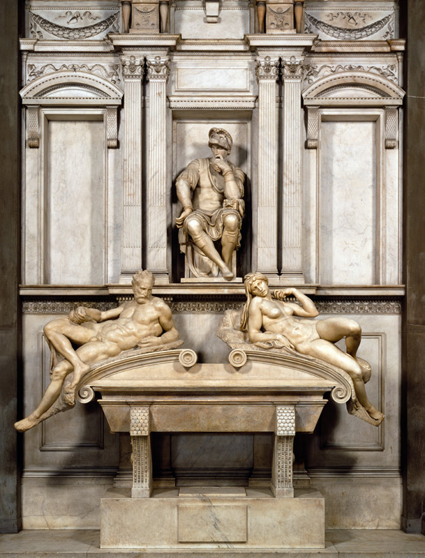 Tomb of Lorenzo de Medici (1449-92) - Michelangelo Caravaggio come stampa  d'arte o dipinto.