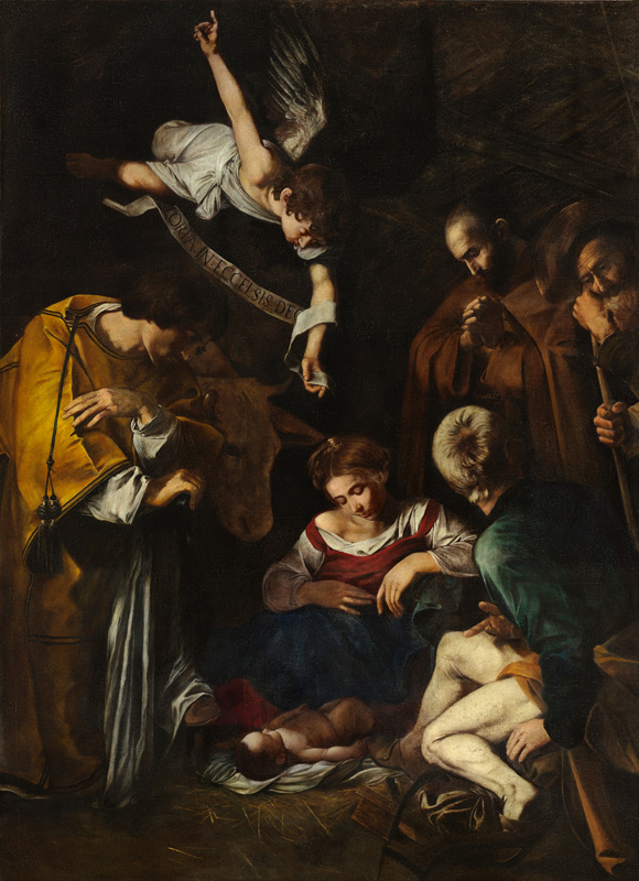 Nativity with St. Francis and St. Lawrence a Michelangelo Caravaggio
