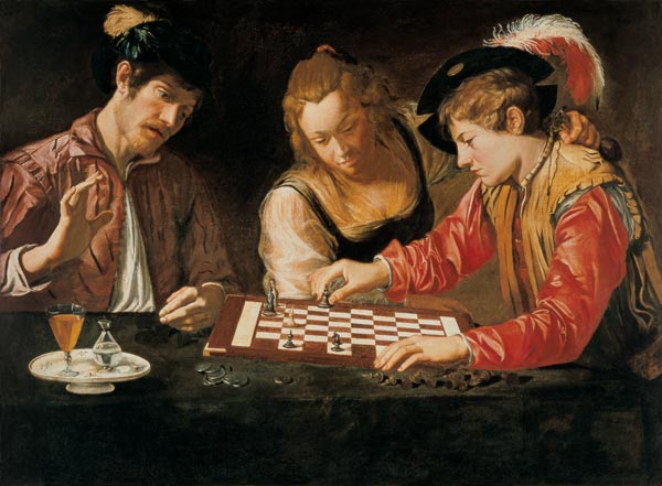 Caravaggio School / Chess Players / Ptg. a Michelangelo Caravaggio