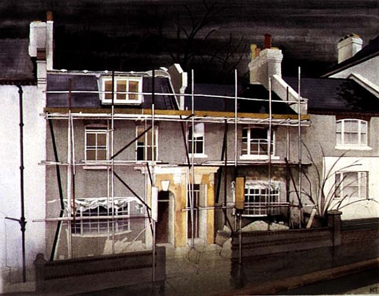Scaffolding for the Improvement of Numbers 75 & 77, 1991 (w/c on paper)  a Miles  Thistlethwaite