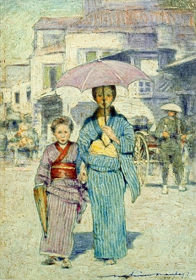 A Japanese Street Scene a Mortimer Ludington Menpes