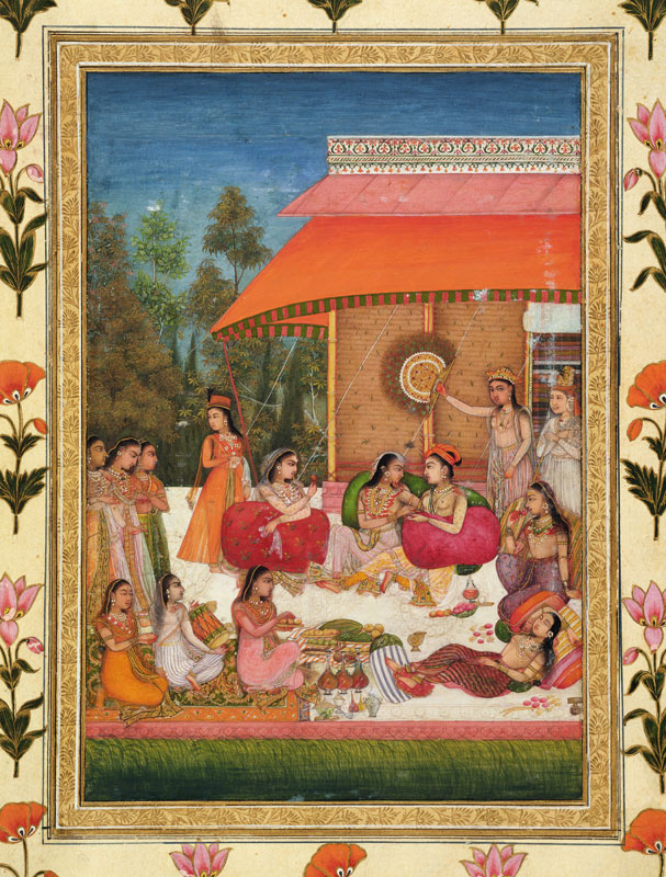 Ladies feasting, from the Small Clive Album a Mughal School