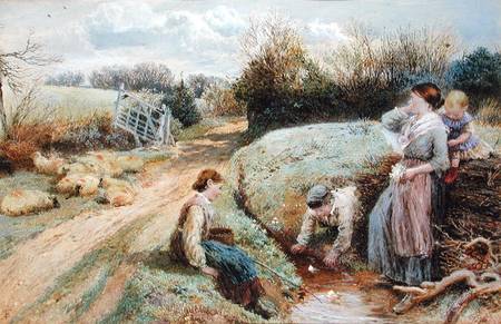 Sailing Toy Boats in the Stream a Myles Birket Foster