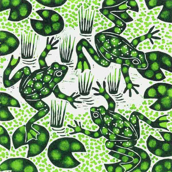 Leaping Frogs, 2003 (woodcut)  a Nat  Morley