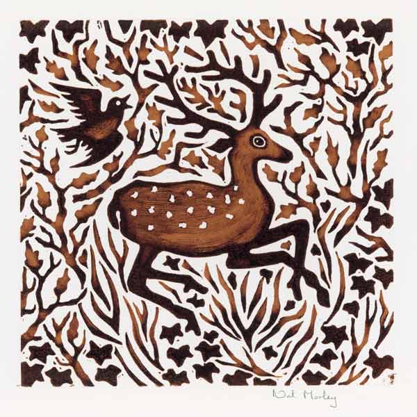 Woodland Deer, 2000 (woodcut)  a Nat  Morley