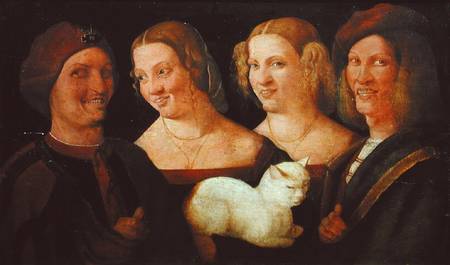Four People Laughing at the Sight of a Cat a Niccolo Frangipane