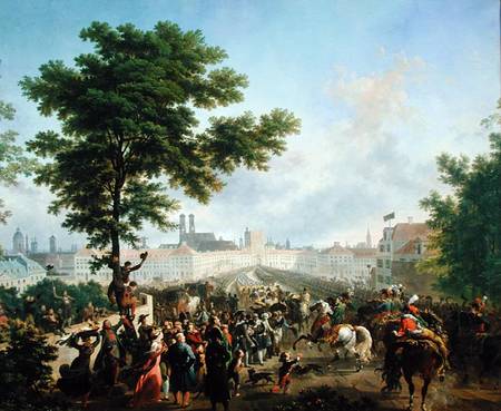 The Entry of Napoleon Bonaparte (1769-1821) and the French Army into Munich, 24th October 1805 a Nicolas Antoine Taunay