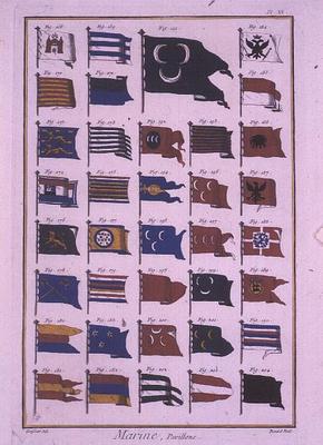 Maritime Flags, from the Diderot Encyclopaedia, 18th century (coloured engraving) (see also 61018-19 a 