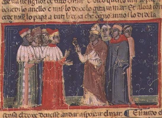 Codex Correr I 383 Pope Alexander III (1105-81) presents a ring to Doge Sebastiano Ziani a 
