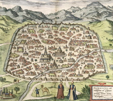 Town map of Damascus, Syria, 1620 (engraving) a 