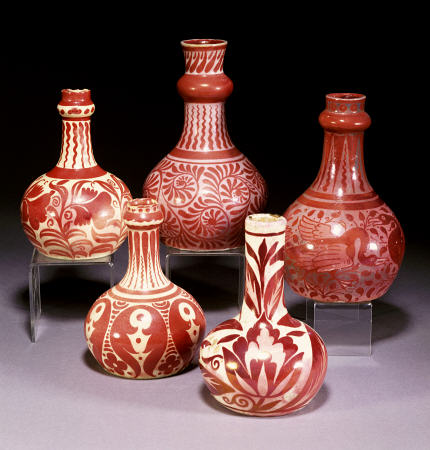 A Group Of Ruby Lustre Vases By William De Morgan (1839-1917) a 