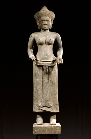A Khmer, Angkor Vat Style, Sandstone Figure Of Uma a 