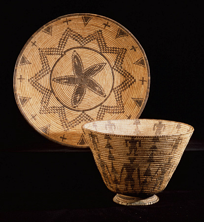 An Apache Coiled Tray And Bowl a 