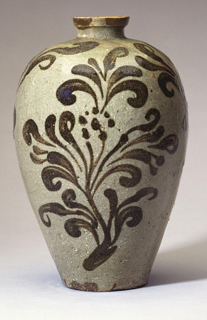 An Iron Brown Decorated Celadon Maebyong a 