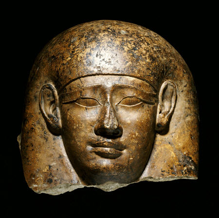 An Over Life-Size Limestone Head From An Anthropoid Sarcophagus a 
