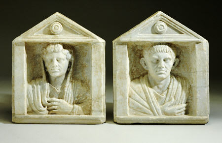 A Pair Of Roman Marble Funerary Reliefs, Early Imperial Period, Circa Late 1st Century B a 