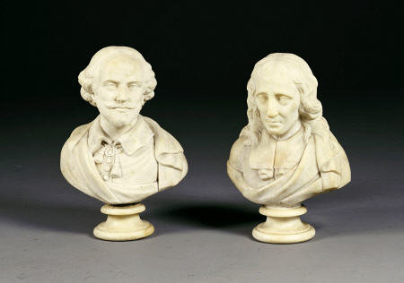 A Pair Of White Marble Busts Of William Shakespeare And John Milton, Last Quarter 19th Century a 