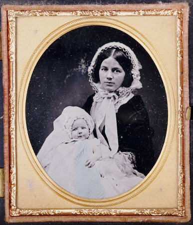 A Quarter Plate Ambrotype Of A Mother And Child a 
