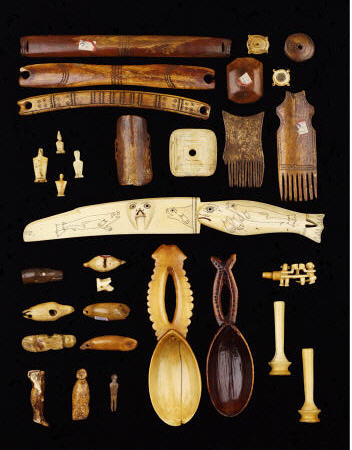 A Selection Of North American Inuit, African And Asian Ivory Carvings a 