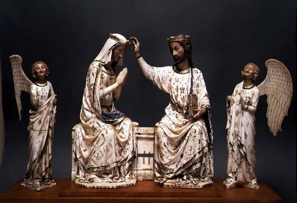 Coronation of the Virgin group, 12th-14th century (painted wood) a 