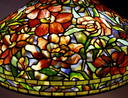 Detail Of A ''Peony'' Leaded Glass And Bronze Table Lamp By Tiffany Studios a 