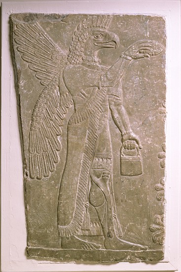 Eagle-headed winged genius, Assyrian, Mesopotamian, 883-859 BC a 