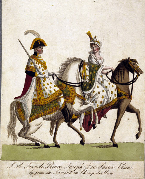 Bonaparte, Elisa, later Baciocchi, 1777-1820, and Bonaparte, Joseph, 1768- 1844 (brother and sister) a 