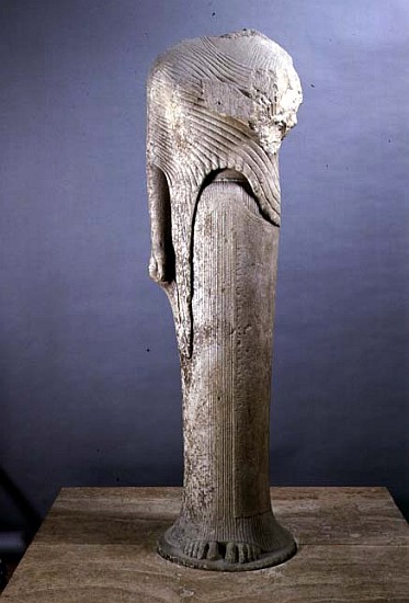 Kore figure dedicated Cheramyes, from the Sanctuary of Hera, Samos, c.570 BC (marble) a 