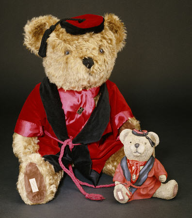 Noel'', A Curly Brown Mohair Teddy Bear Wearing A Red And Black Smoking Jacket By Dean''s Rag Book C a 