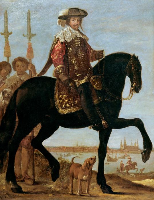 Equestrian portrait of Christian IV before the Sund and Kro a 