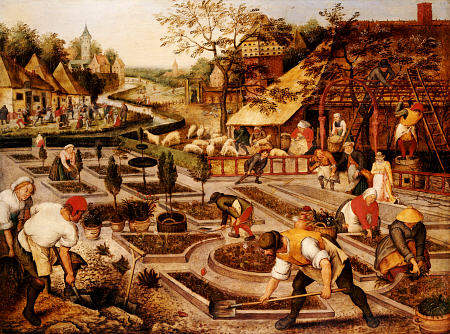 Spring: Gardeners, Sheep Shearers And Peasants Merrymaking a 