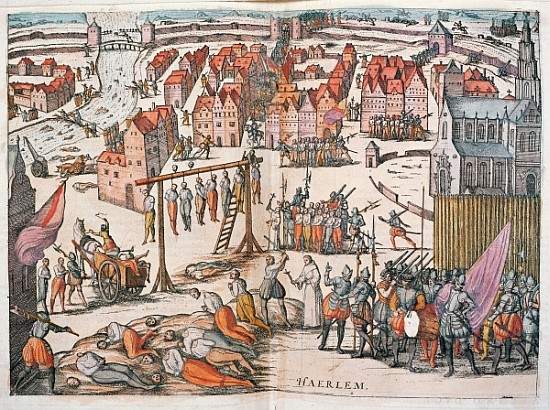 Spanish Soldiers killing Protestants in Haarlem, c.1567 a 