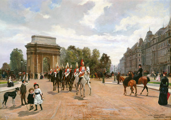 The Life Guards Passing Hyde Park Corner, London a 