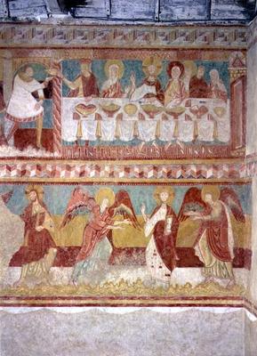 The Marriage at Cana, from the wall of the Choir, 12th-13th century (fresco) a 