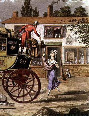 The Royal Mail Delivering to a Post Office, 19th century (colour litho) a 