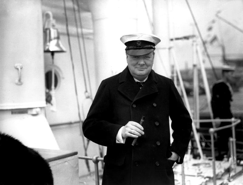 Winston Churchill receives royal fleet at Spithead on board HMS a 