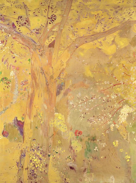 Tree Against a Yellow Background a Odilon Redon