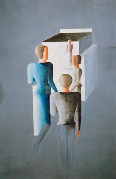 Four figures and a cube a Oskar Schlemmer
