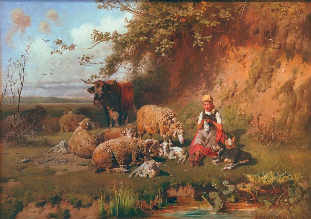 Girl with sheep a Otto Gebler