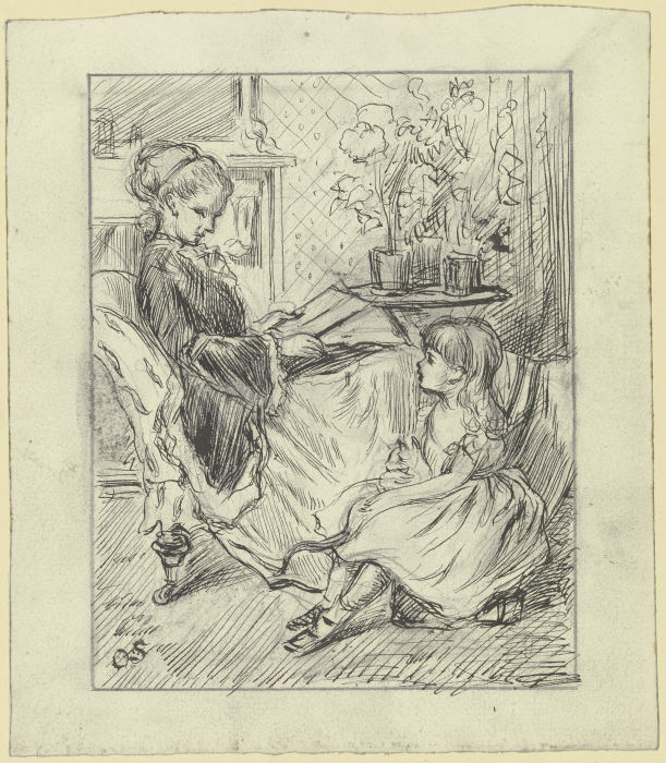 Vorlesende Frau mit Kind a Otto Scholderer