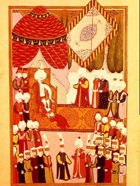 The Coronation of Sultan Selim I (1466-1520) from the 'Hunername' by Lokman a Scuola Ottomanna