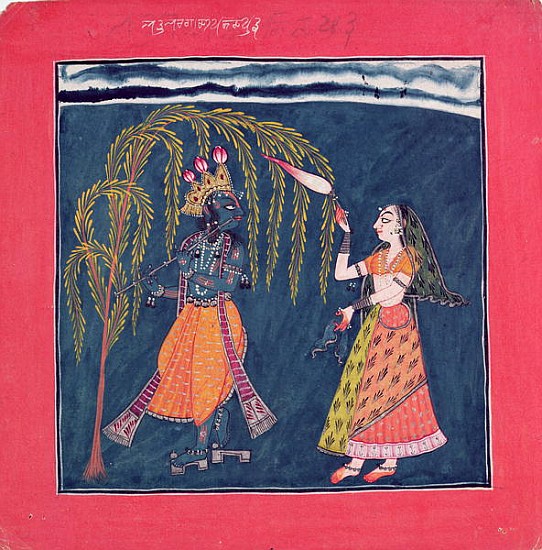 Krishna playing a flute, from the ''Vahula Raga'', Basohli, c.1710 a Pahari School